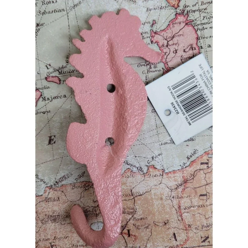 Cast Iron Seahorse Wall Hook Pink
